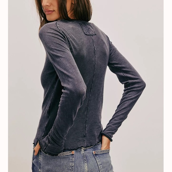 Free People We The Free Be My Baby Long-Sleeve Tee Black Large - Picture 2 of 10